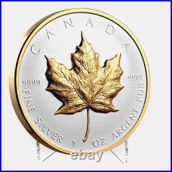 2023 Canada $20 Ultra High Relief Maple Leaf 1oz. 9999 Silver Gold Reverse Proof