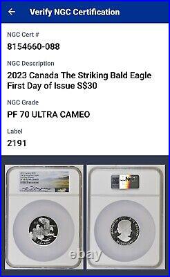 2023 Canada $30 2 Oz Striking Bald Eagle NGC PF70 UCAM Designer Signed FDOI