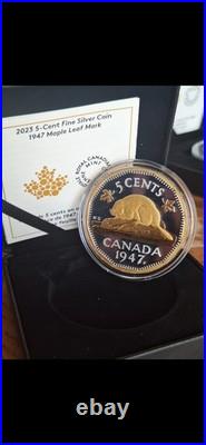 2023 Canada 5 Cent 1947 Maple Leaf Mark 2 oz Pure Silver Coin