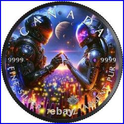 2023 Canada Maple Astronauts Black Ruthenium Colorized 1 oz silver coin