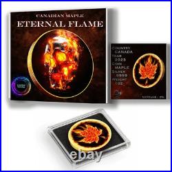 2023 Canada Maple Colorized Eternal Flame 1oz. 9999 Silver Coin 250 Mintage