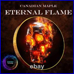 2023 Canada Maple Colorized Eternal Flame 1oz. 9999 Silver Coin 250 Mintage