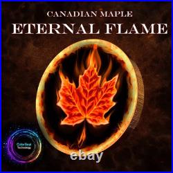 2023 Canada Maple Colorized Eternal Flame 1oz. 9999 Silver Coin 250 Mintage