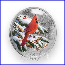 2023 Colourful Birds Northern Cardinal 1oz. 9999 Silver Proof $20 Mintage 7500