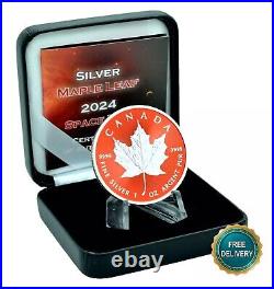 2024 1OZ Silver Canada Maple Leaf Space Red Etui Certificate NEW ONLY 250pc #1