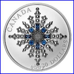 2024 $20 Fine Silver Coin Sapphire Jubilee Snowflake Brooch