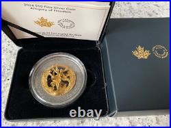 2024 $50 Allegory of Freedom 3D Pure 143.0 gr. 9999 Silver Coin Canada