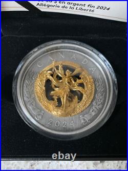 2024 $50 Allegory of Freedom 3D Pure 143.0 gr. 9999 Silver Coin Canada