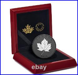 2024 Black Rhodium Maple Leaves in Motion $50 5OZ Pure Silver Proof Canada Coin