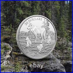 2024 CANADA TIMBER WOLVES MULTIFACETED $30 2oz. 9999 Pure Silver Proof Coin