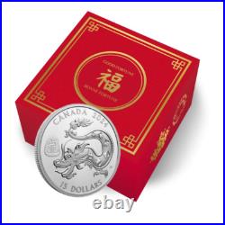 2024 Canada $15 Dollars Lunar Year of DRAGON 1 Oz Pure Silver Coin, 2024