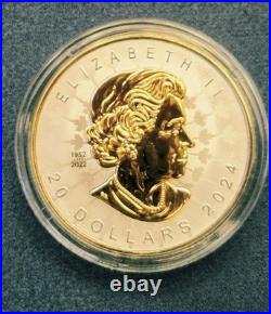 2024 Canada 1 oz Silver Maple Leaf Super Incuse Gold Plated Coin RCM COA