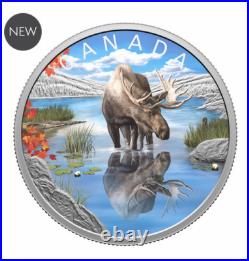 2024 Canada $20 Moose Wildlife Reflections Coloured coin 99.99% Silver 1 oz