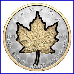 2024 Canada $20 Super Incuse Maple Leaf SML Pure Silver Coin with Gold Plating