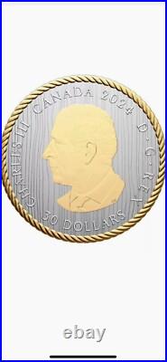 2024 Canada $30 The Hunter 2 oz Fine Silver & Gold-plated Coin