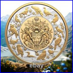 2024 Canada- $50 5 Oz Fine Silver Coin- Heraldic Landscape Birds of Canada