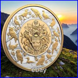 2024 Canada- $50 5 Oz Fine Silver Coin- Heraldic Landscape Birds of Canada