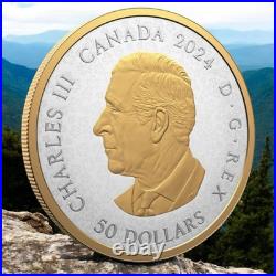 2024 Canada- $50 5 Oz Fine Silver Coin- Heraldic Landscape Birds of Canada