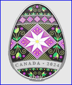 2024 Canada Pysanka $20 Ukrainian Coloured Egg 99.99% PURE Silver