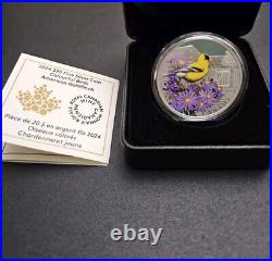 2024 Canada RCM American Goldfinch $20 1oz. 9999 Pure Silver Colourful Birds