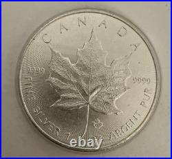 2024 King Charles III U. K. Maple Leaf Coin 99.99% Silver, $5, Canadian, U. K