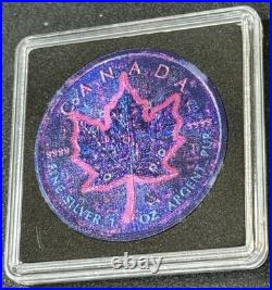 2025 1 Oz. 9999 Silver Canada Maple Leaf Tech-Noir Amazing Colorized Coin