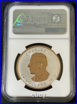 2025 1 Oz. 9999 Silver Canada Maple Pulsating Rose Gold Gild NGC Reverse PF 70