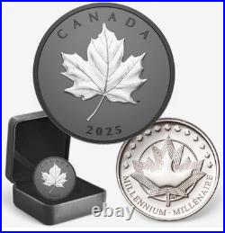 2025 $20 Elegant Maple Leaf Coin One Ounce Fine Silver with Black Rhodium