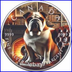 2025 BULLDOG LOUNGE KING 1 oz Silver Coin $5 Canada with UV Color