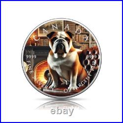 2025 BULLDOG LOUNGE KING 1 oz Silver Coin $5 Canada with UV Color
