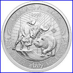 2025 Bull and Bear Pure 2oz. 9999 Silver Coin Canada. Ready to ship