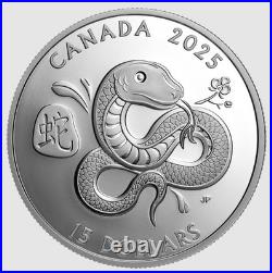 2025 CANADA LUNAR YEAR OF THE SNAKE $15 1oz. 99.99% PURE SILVER COIN