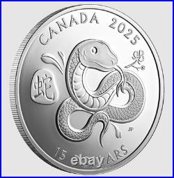 2025 CANADA LUNAR YEAR OF THE SNAKE $15 1oz. 99.99% PURE SILVER COIN