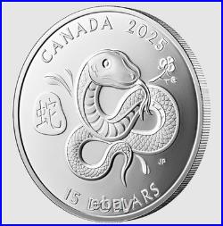 2025 CANADA LUNAR YEAR OF THE SNAKE $15 1oz. 99.99% PURE SILVER COIN