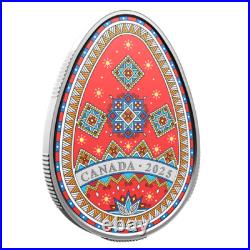 2025 CANADA UKRAINIAN PYSANKA 1oz. 9999 Pure Silver Easter Egg Shaped $20 Coin