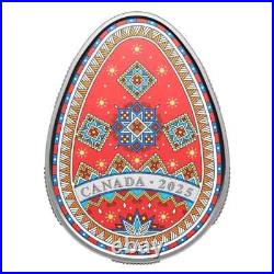 2025 CANADA UKRAINIAN PYSANKA 1oz. 9999 Pure Silver Easter Egg Shaped $20 Coin