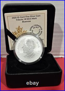 2025 Canada 10 Cent RCM W Mint Mark Bluenose Pure Silver Coin