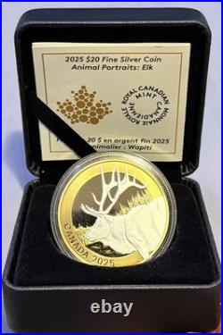 2025 Canada $20 Animal Portraits Elk Fine Silver Coin