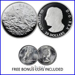 2025 Canada $20 Avro Arrow Pure Silver Coin with FREE BONUS 1957 Silver Dime
