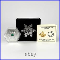 2025 Canada $20 Hexagon Snowflake Fine Silver Coin With Evergreen Crystal