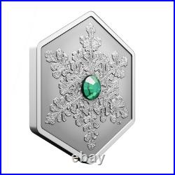 2025 Canada $20 Hexagon Snowflake Fine Silver Coin With Evergreen Crystal