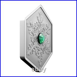2025 Canada $20 Hexagon Snowflake Fine Silver Coin With Evergreen Crystal