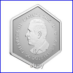 2025 Canada $20 Hexagon Snowflake Fine Silver Coin With Evergreen Crystal