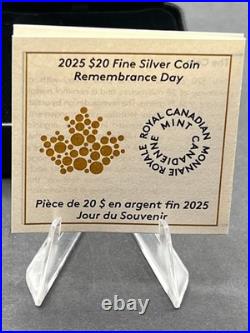 2025 Canada $20 Remembrance Day -1 oz Fine Silver Coin. 9999