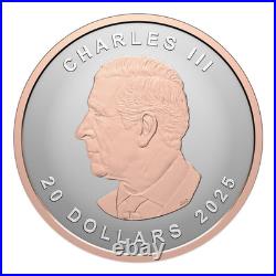2025 Canada $20 Ultra High Relief 1 oz Silver Maple Leaf With Rose Gold Plating