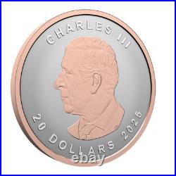 2025 Canada $20 Ultra High Relief 1 oz Silver Maple Leaf With Rose Gold Plating