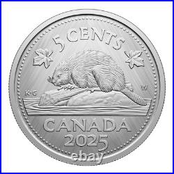 2025 Canada 5 Cent RCM W Mint Mark Beaver 1 oz Pure Silver Coin