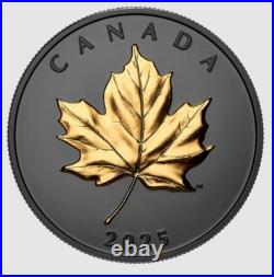 2025 Canada Gilded Elegant Maple Leaf Gold Plating $20 99.99% Pure Silver Coin