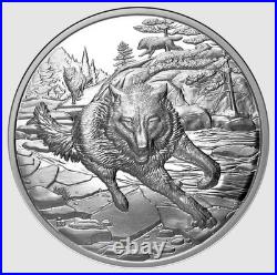 2025 Canada Great Hunters Wolf Ultra High Relief $20 99.99% Pure Silver Coin