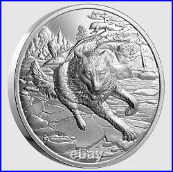 2025 Canada Great Hunters Wolf Ultra High Relief $20 99.99% Pure Silver Coin